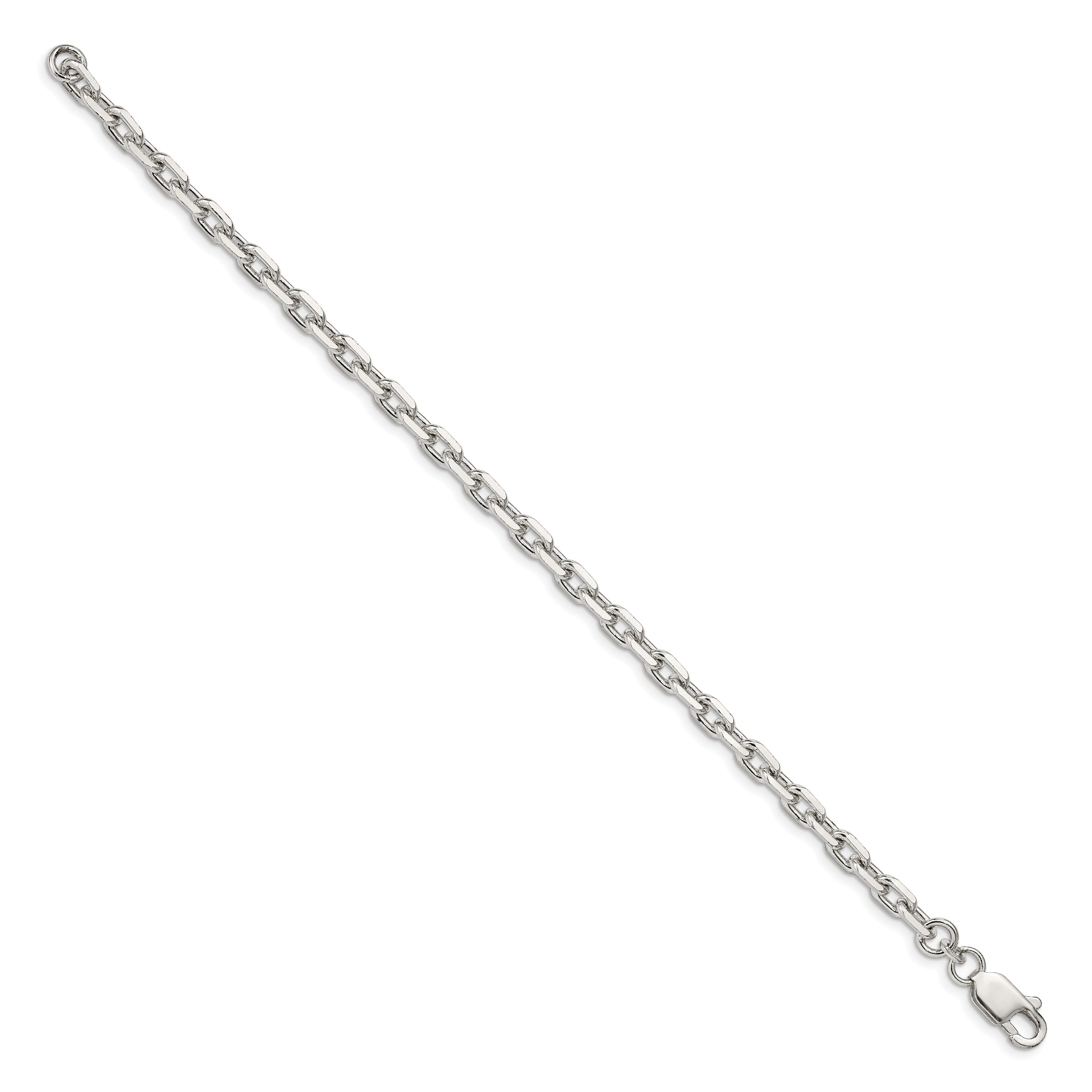 7 Inch Sterling Silver 4.9mm Beveled Oval Cable Chain
