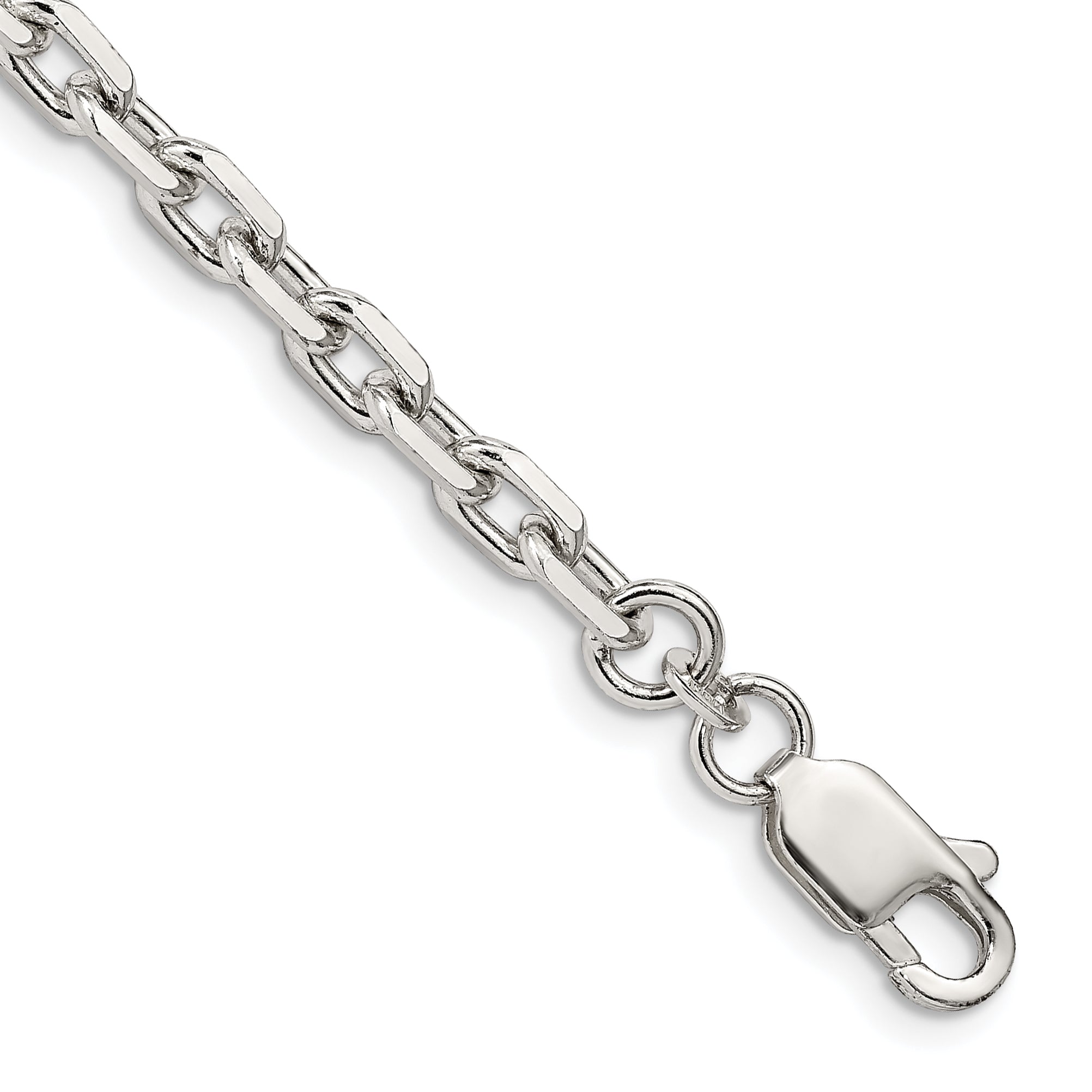 7 Inch Sterling Silver 4.9mm Beveled Oval Cable Chain