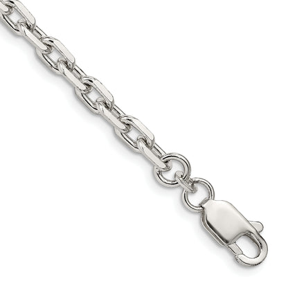 7 Inch Sterling Silver 4.9mm Beveled Oval Cable Chain