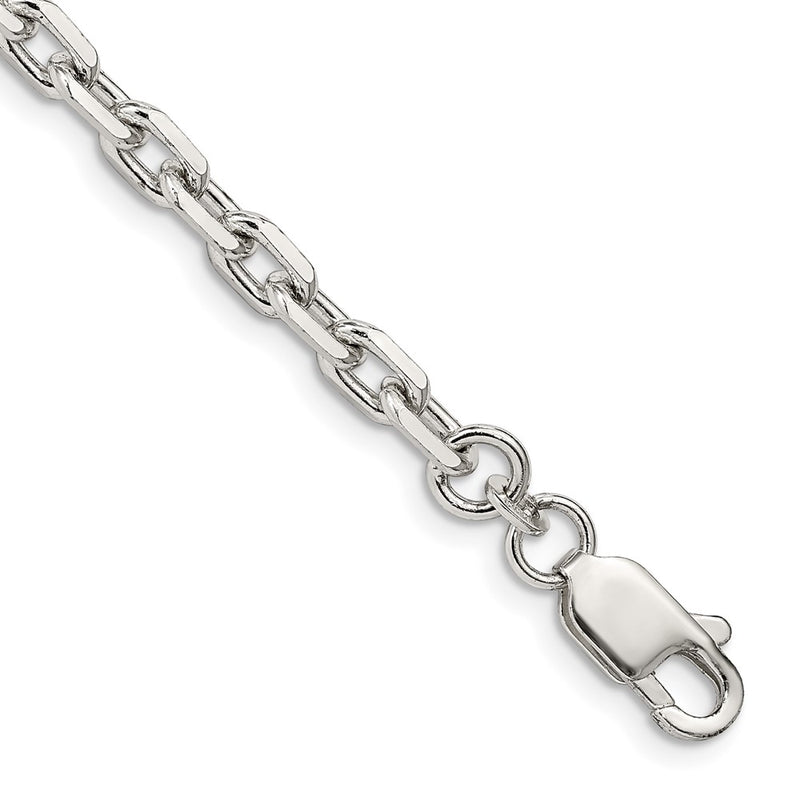 8 Inch Sterling Silver 4.9mm Beveled Oval Cable Chain Bracelet