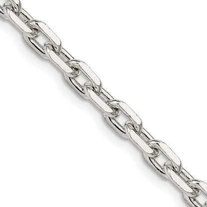 22 Inch Sterling Silver 4.9mm Beveled Oval Cable Chain Necklace