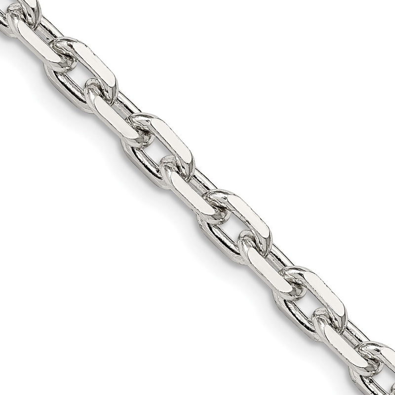 22 Inch Sterling Silver 4.9mm Beveled Oval Cable Chain Necklace
