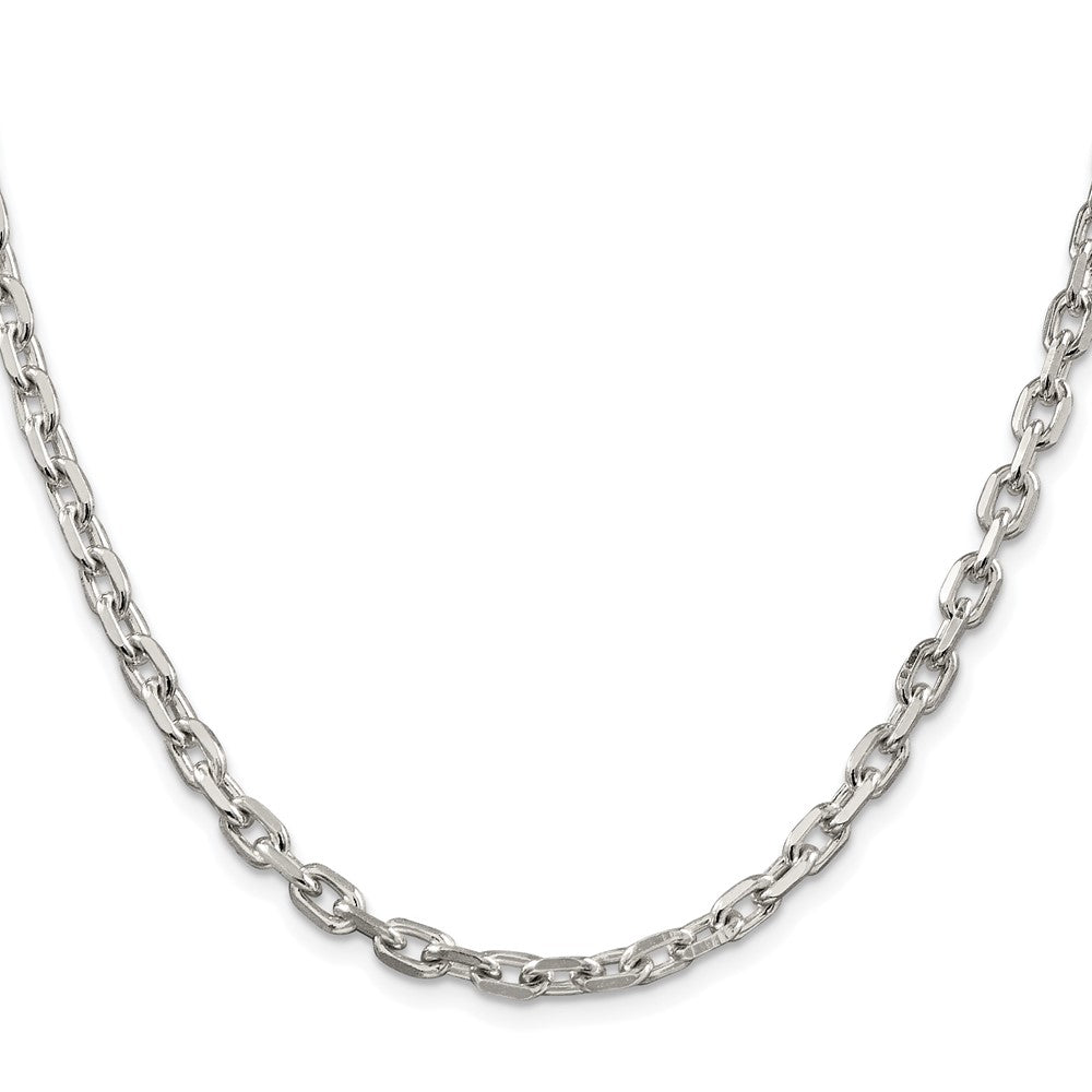 Sterling Silver Rhodium-Plated 4.9mm Beveled Oval Cable Chain