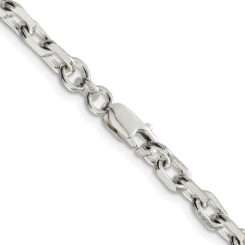 Sterling Silver Rhodium-Plated 4.9mm Beveled Oval Cable Chain