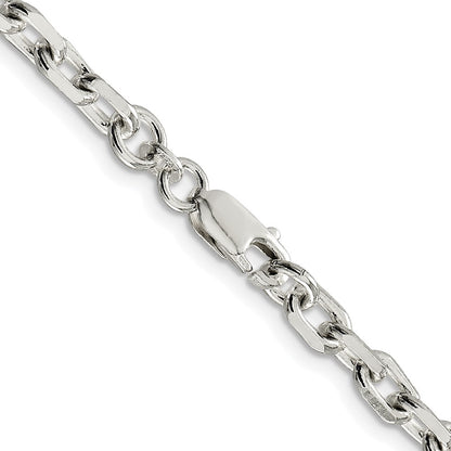 Sterling Silver Rhodium-Plated 4.9mm Beveled Oval Cable Chain