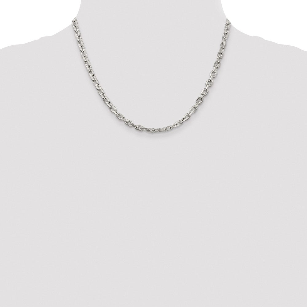 Sterling Silver Rhodium-Plated 4.9mm Beveled Oval Cable Chain