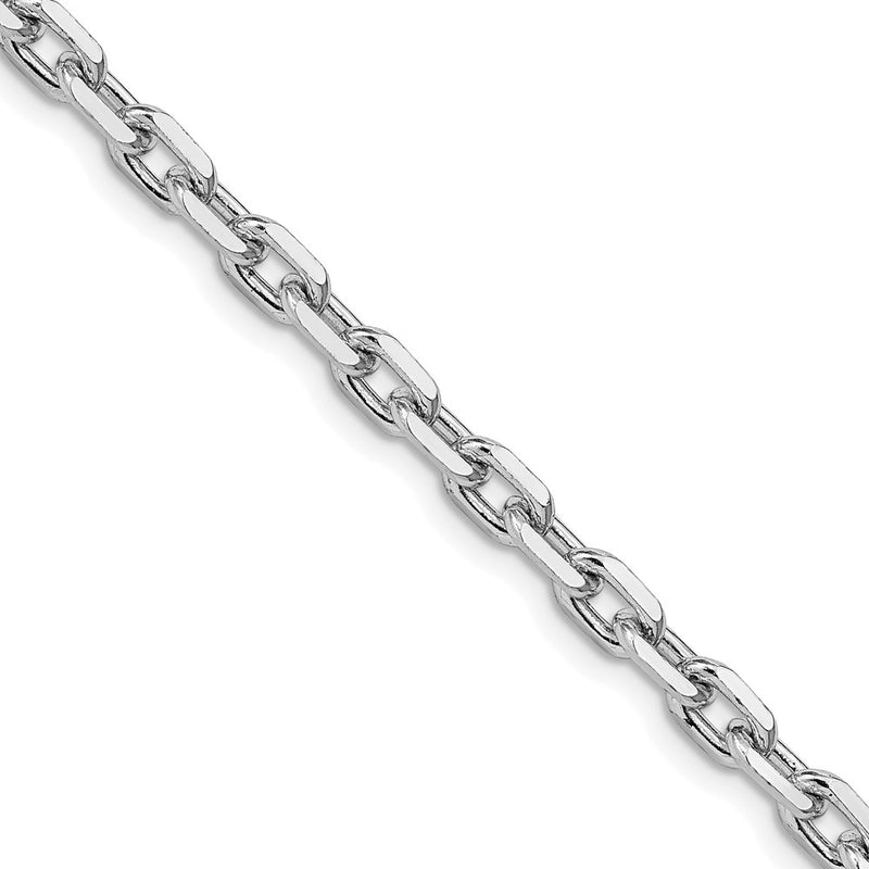 Sterling Silver Rhodium-Plated 4.9mm Beveled Oval Cable Chain