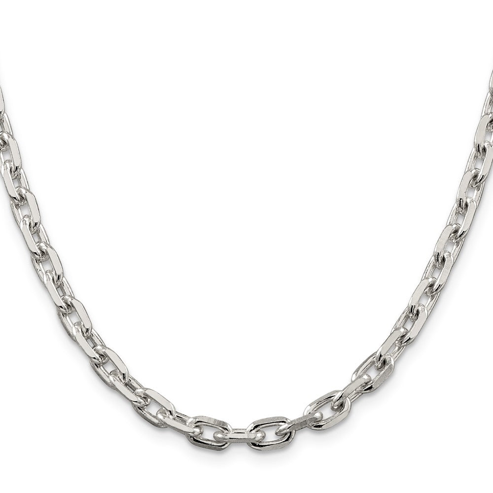 26 Inch Sterling Silver 5.4mm Beveled Oval Cable Chain Necklace