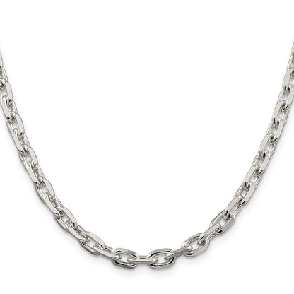 26 Inch Sterling Silver 5.4mm Beveled Oval Cable Chain Necklace