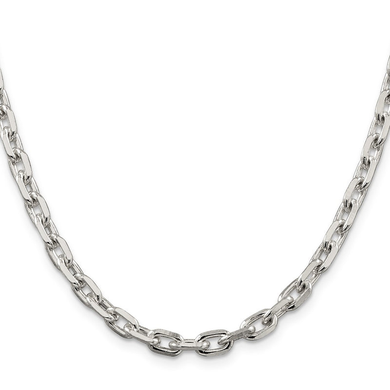 22 Inch Sterling Silver 5.4mm Beveled Oval Cable Chain Necklace