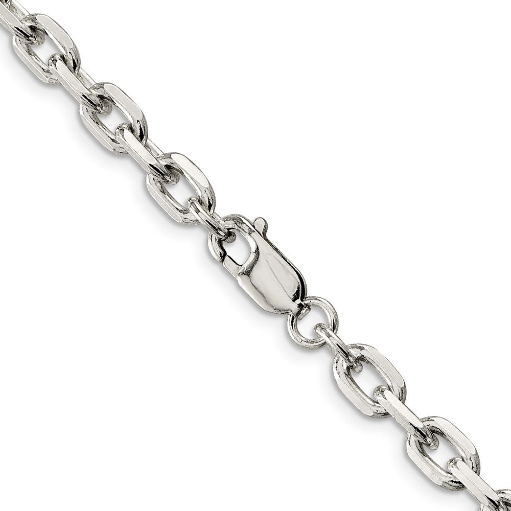 26 Inch Sterling Silver 5.4mm Beveled Oval Cable Chain Necklace