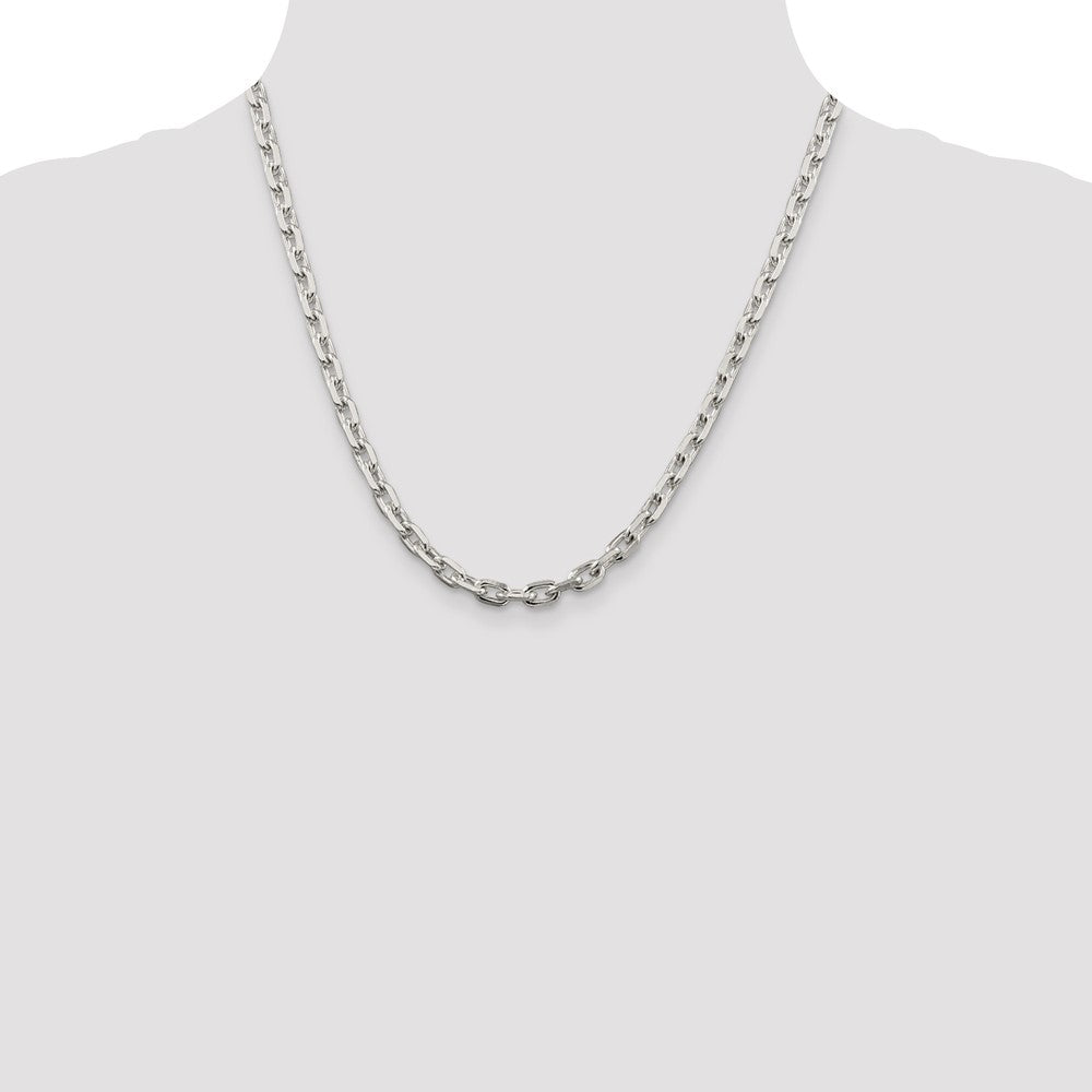 20 Inch Sterling Silver 5.4mm Beveled Oval Cable Chain Necklace