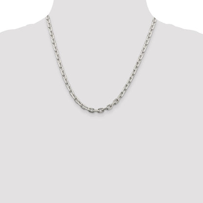 20 Inch Sterling Silver 5.4mm Beveled Oval Cable Chain Necklace