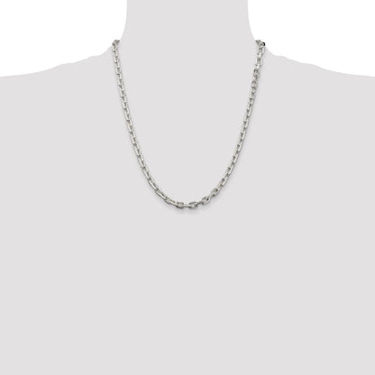 22 Inch Sterling Silver 5.4mm Beveled Oval Cable Chain Necklace