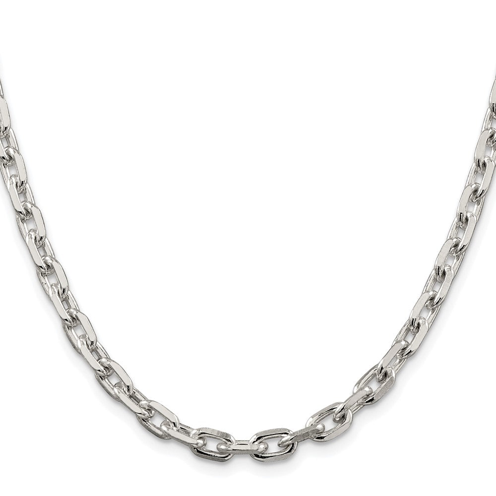 Sterling Silver Rhodium-Plated 5.4mm Beveled Oval Cable Chain