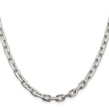 Sterling Silver Rhodium-Plated 5.4mm Beveled Oval Cable Chain
