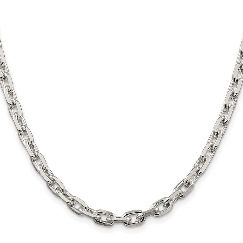 Sterling Silver Rhodium-Plated 5.4mm Beveled Oval Cable Chain