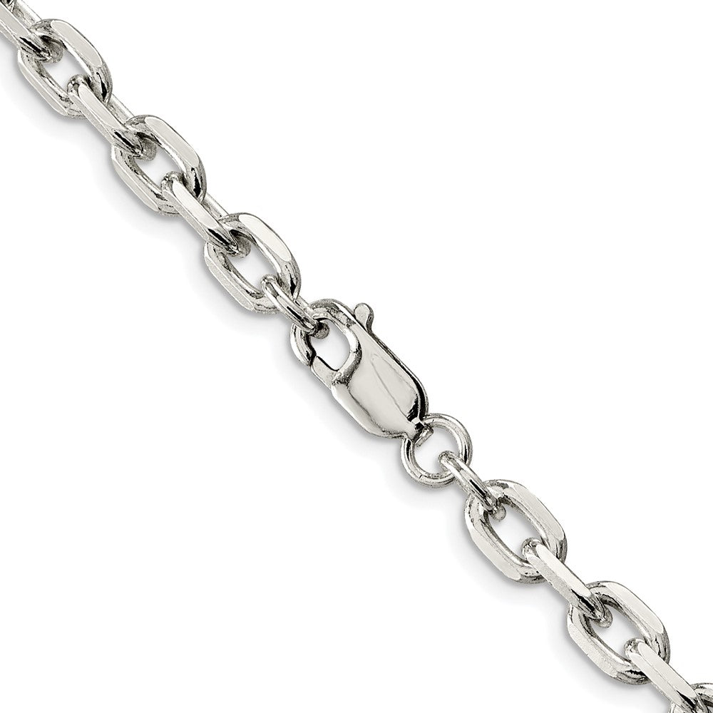 Sterling Silver Rhodium-Plated 5.4mm Beveled Oval Cable Chain
