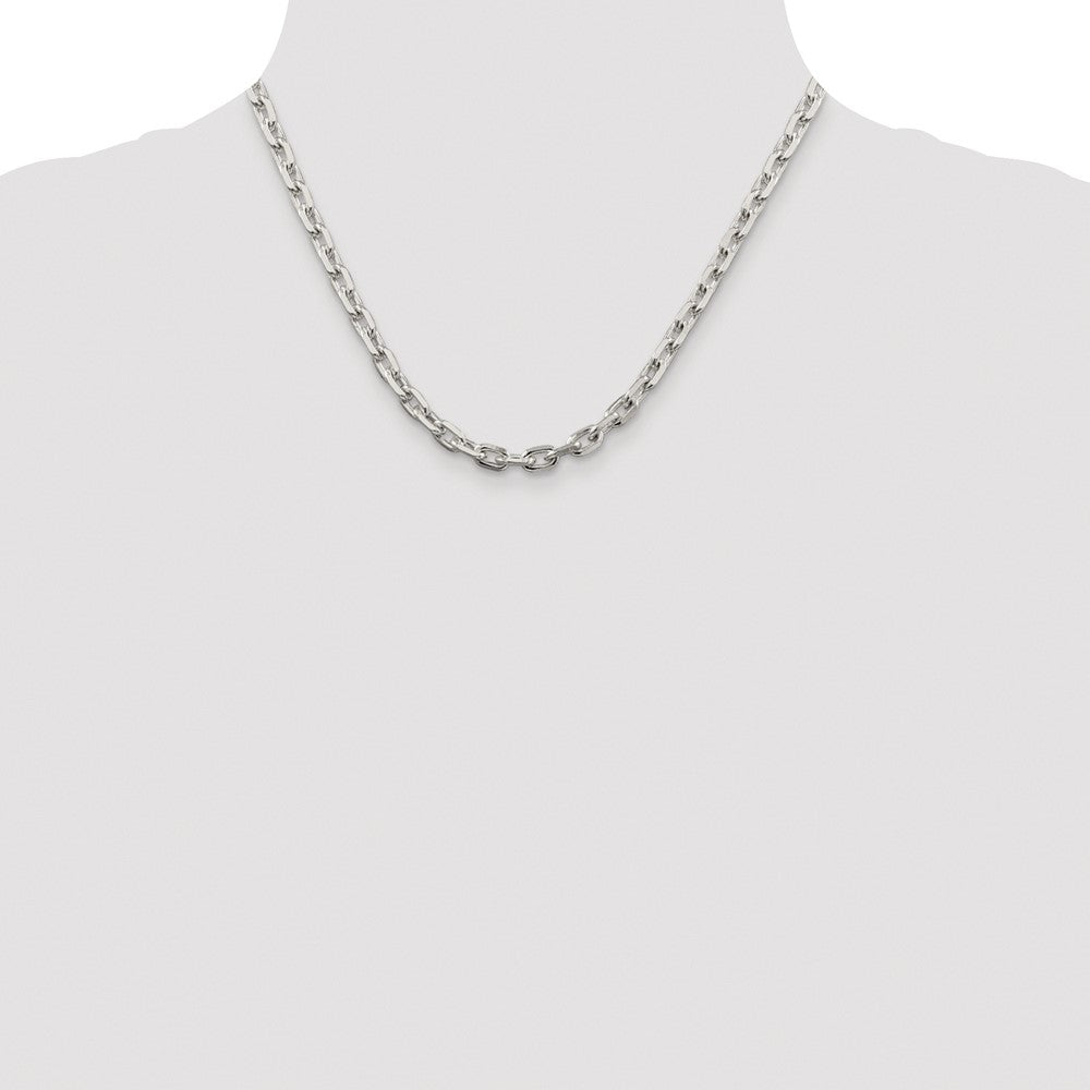 Sterling Silver Rhodium-Plated 5.4mm Beveled Oval Cable Chain