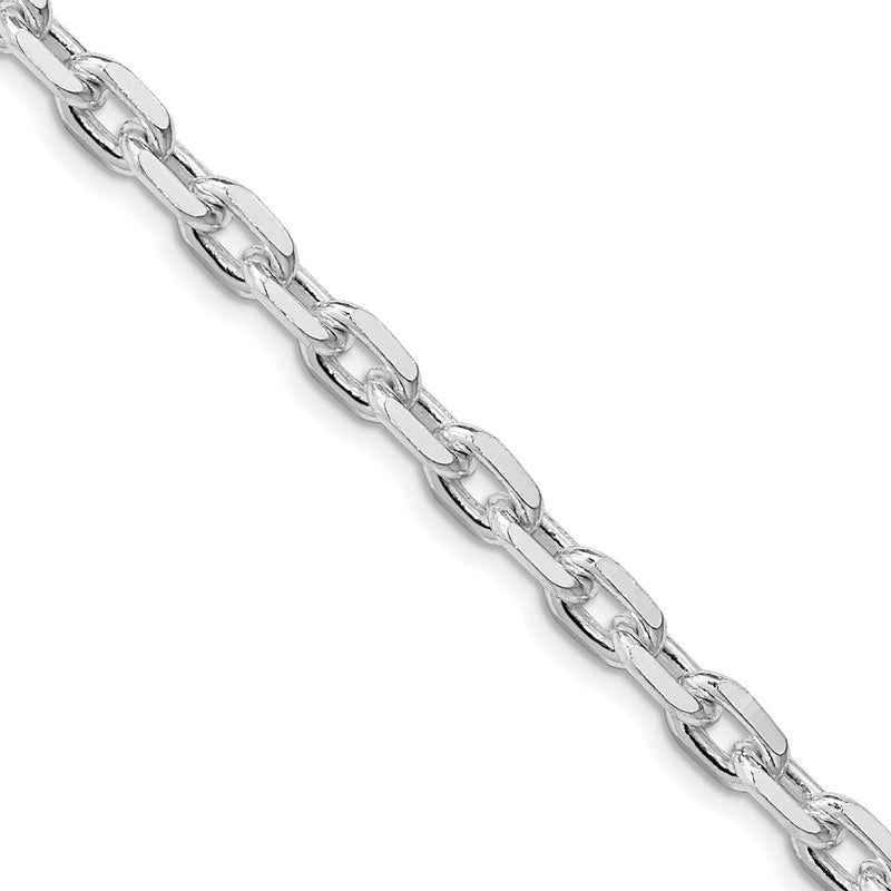 Sterling Silver Rhodium-Plated 5.4mm Beveled Oval Cable Chain