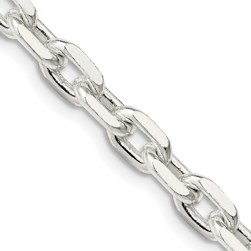 24 Inch Sterling Silver 5.4mm Beveled Oval Cable Chain Necklace