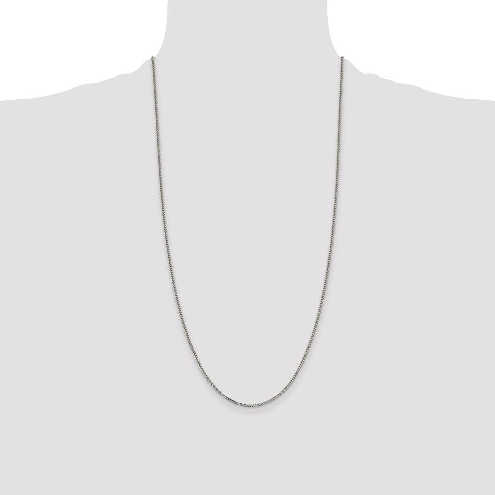 28 Inch Sterling Silver 1.75mm Curb Chain Necklace