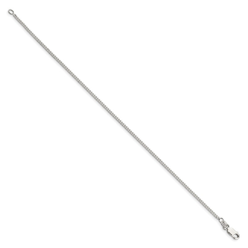 9 Inch Sterling Silver 1.75mm Curb Chain Anklet