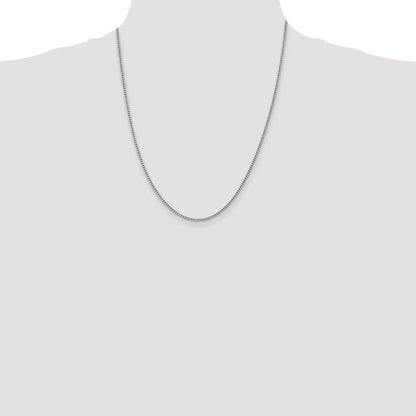 22 Inch Sterling Silver 2mm Curb Chain Necklace