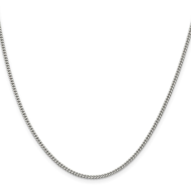 24 Inch Sterling Silver Rhodium-Plated 2mm Curb Chain Necklace