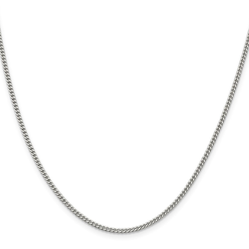 26 Inch Sterling Silver Rhodium-Plated 2mm Curb Chain Necklace
