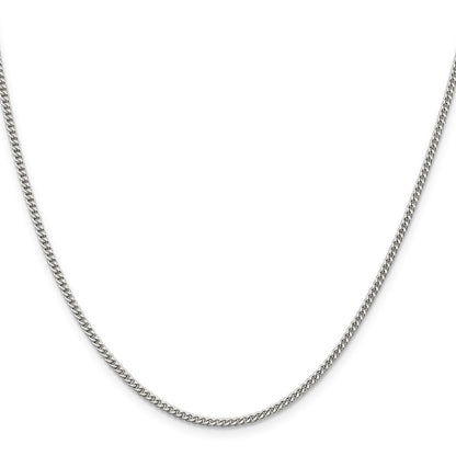 26 Inch Sterling Silver Rhodium-Plated 2mm Curb Chain Necklace