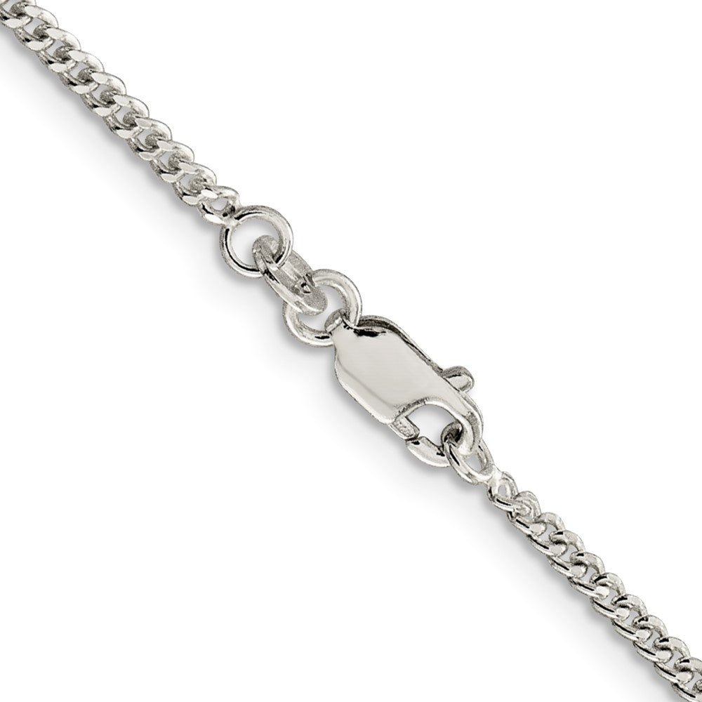 16 Inch Sterling Silver Rhodium-Plated 2mm Curb Chain Necklace