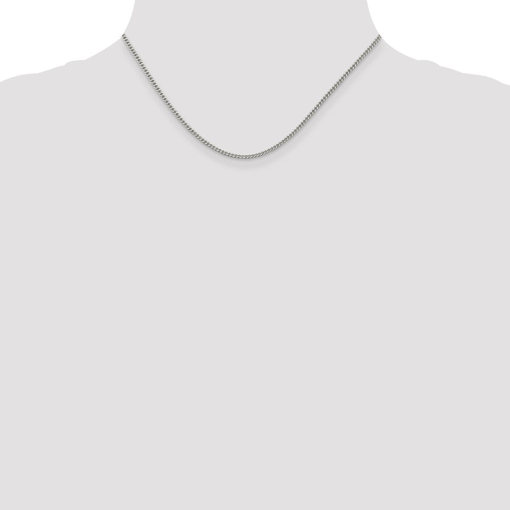 16 Inch Sterling Silver Rhodium-Plated 2mm Curb Chain Necklace