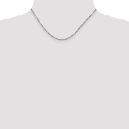 16 Inch Sterling Silver Rhodium-Plated 2mm Curb Chain Necklace