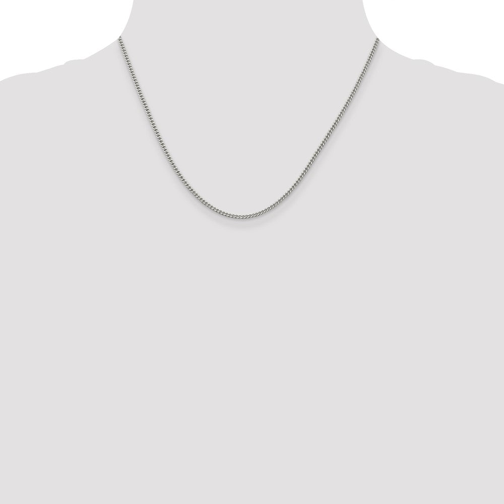 18 Inch Sterling Silver Rhodium-Plated 2mm Curb Chain Necklace