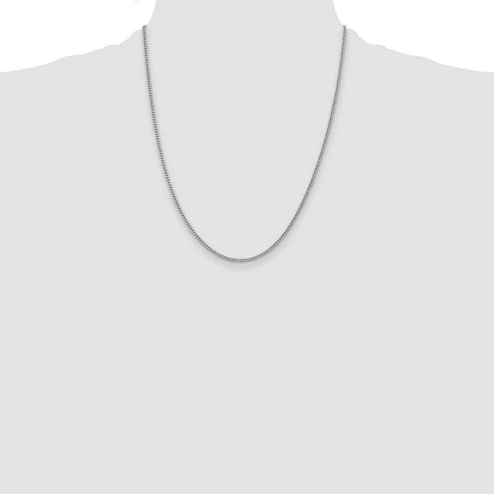 22 Inch Sterling Silver Rhodium-Plated 2mm Curb Chain Necklace