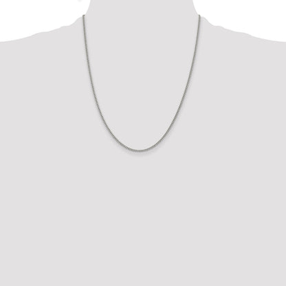 22 Inch Sterling Silver Rhodium-Plated 2mm Curb Chain Necklace