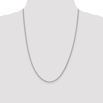 24 Inch Sterling Silver Rhodium-Plated 2mm Curb Chain Necklace