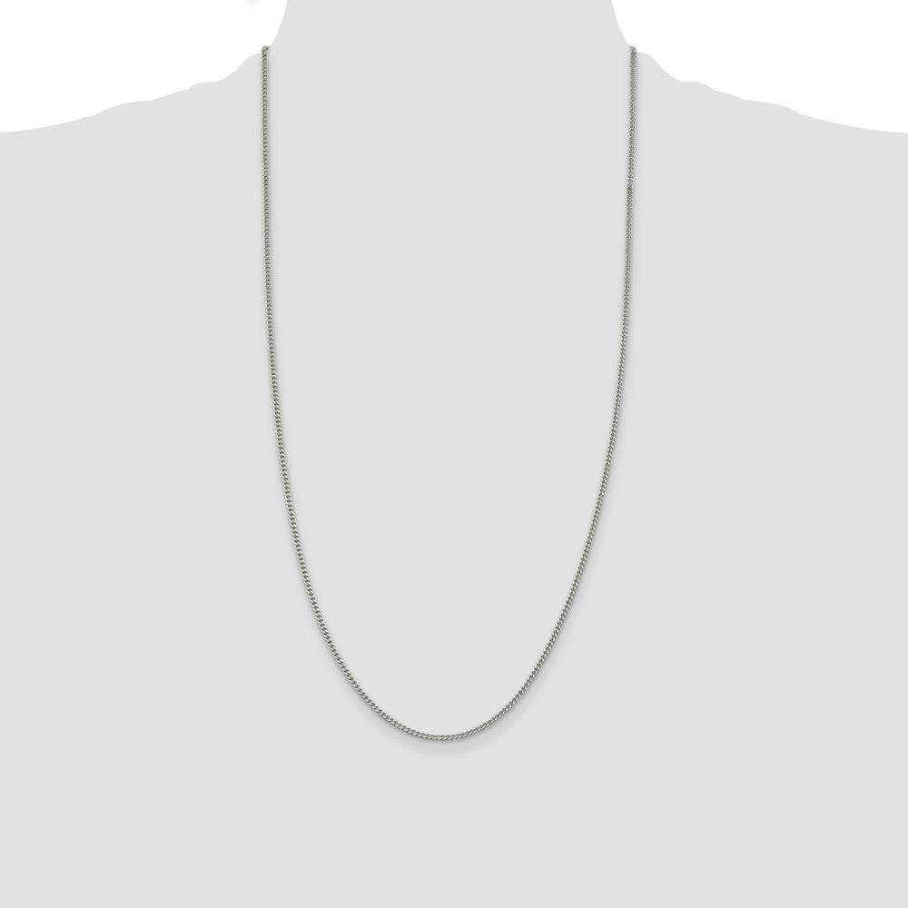28 Inch Sterling Silver Rhodium-Plated 2mm Curb Chain Necklace