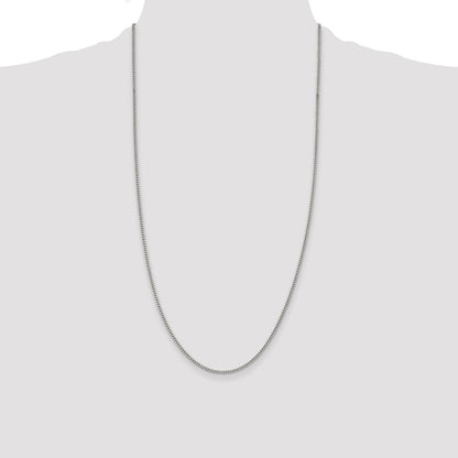 28 Inch Sterling Silver Rhodium-Plated 2mm Curb Chain Necklace