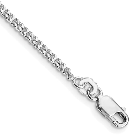 7 Inch Sterling Silver Rhodium-Plated 2mm Curb Chain