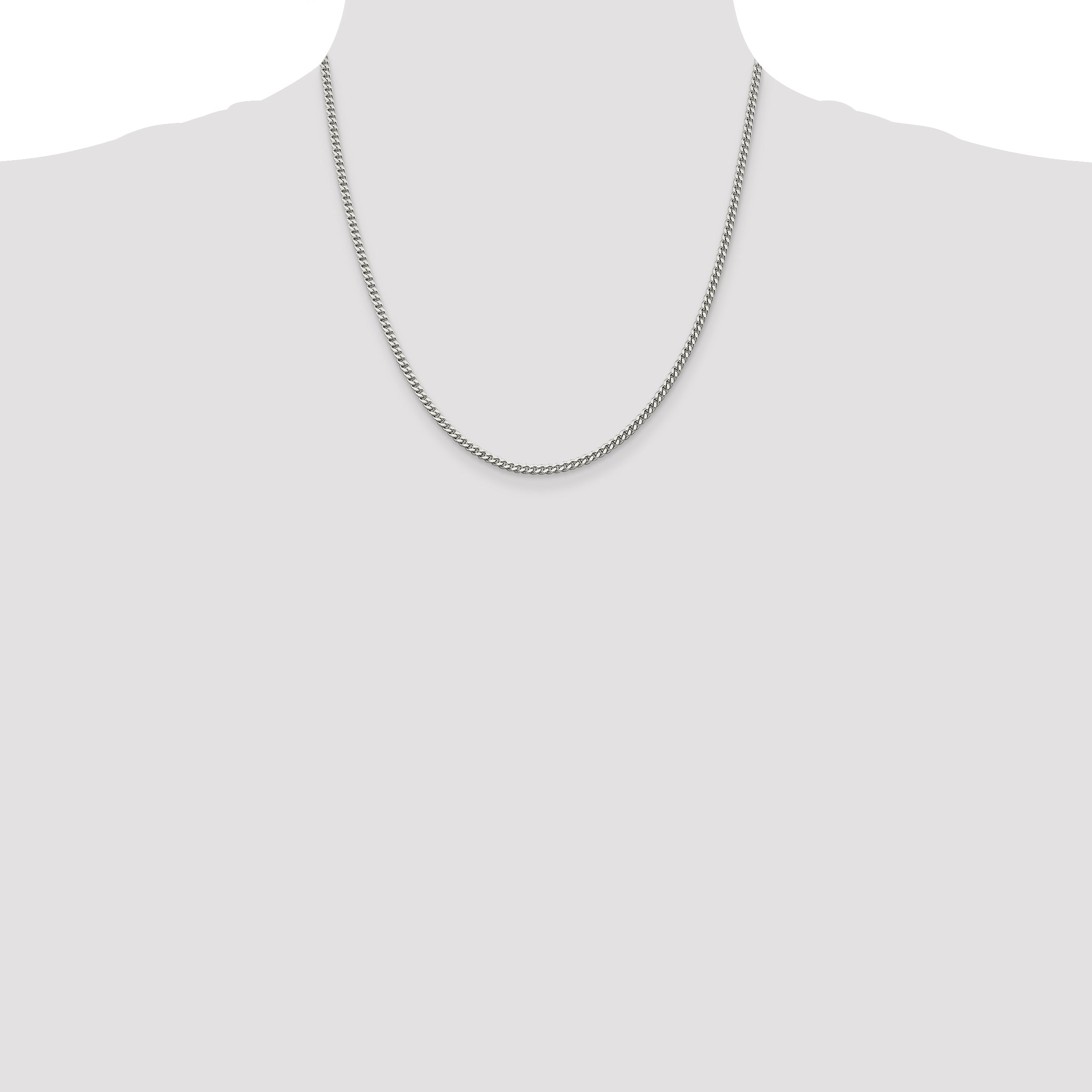 20 Inch Sterling Silver 3mm Curb Chain Necklace