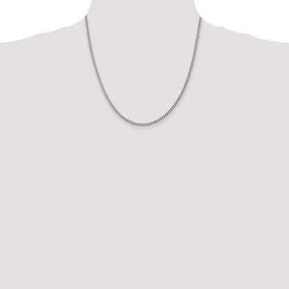 20 Inch Sterling Silver 3mm Curb Chain Necklace