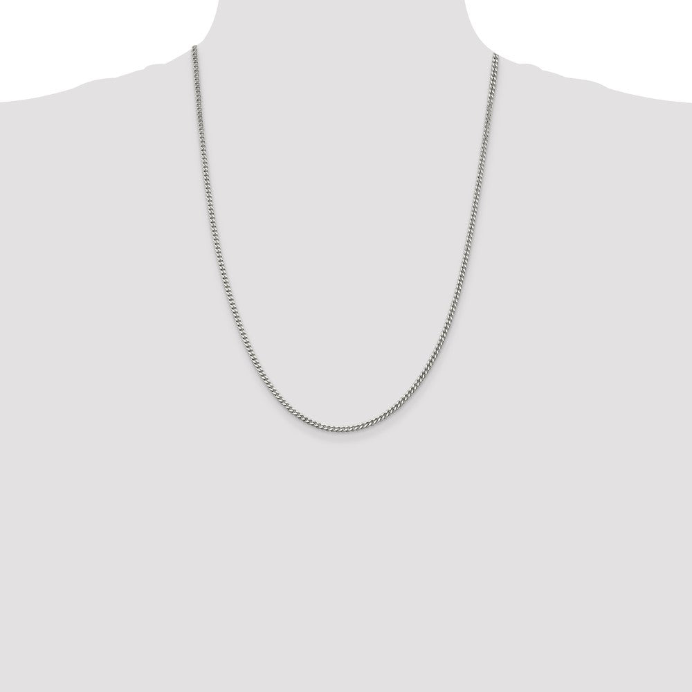 24 Inch Sterling Silver 3mm Curb Chain Necklace