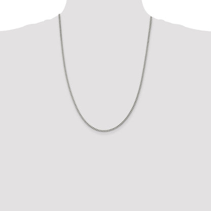 24 Inch Sterling Silver 3mm Curb Chain Necklace