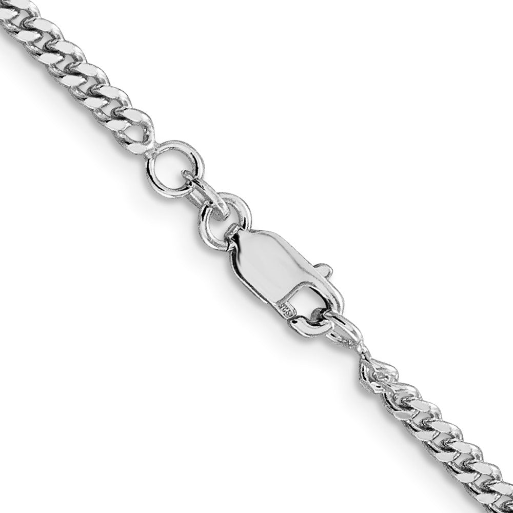 Sterling Silver Rhodium-Plated 3mm Curb Chain