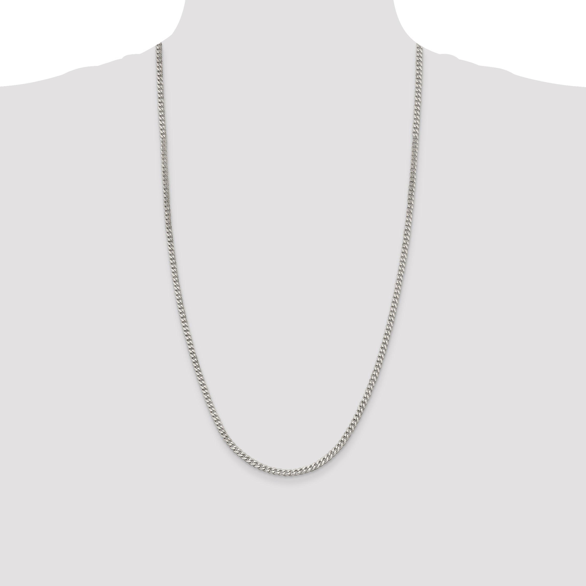 28 Inch Sterling Silver 3.5mm Curb Chain
