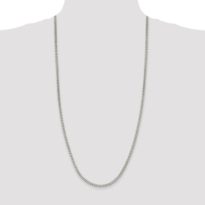 30 Inch Sterling Silver 3.5mm Curb Chain Necklace