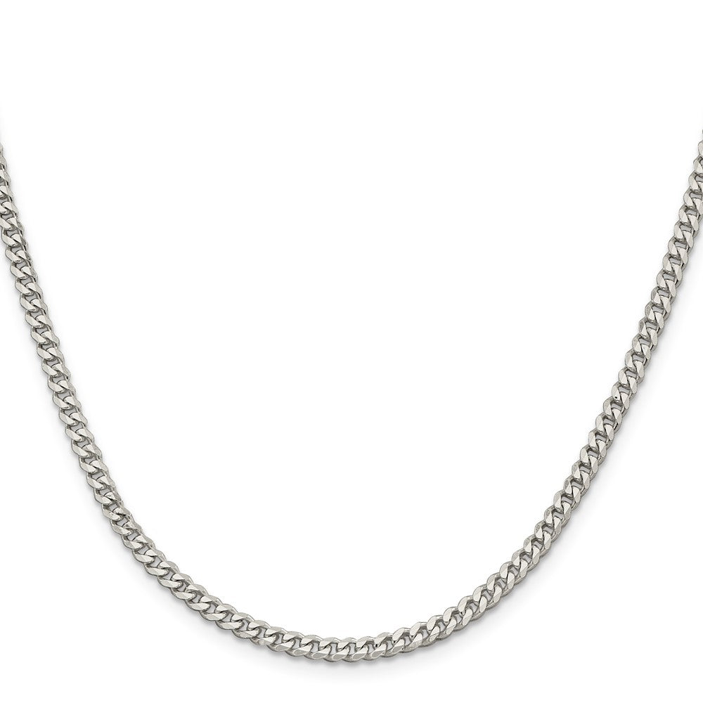 26 Inch Sterling Silver Rhodium-Plated 3.5mm Curb Chain Necklace