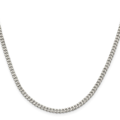 26 Inch Sterling Silver Rhodium-Plated 3.5mm Curb Chain Necklace